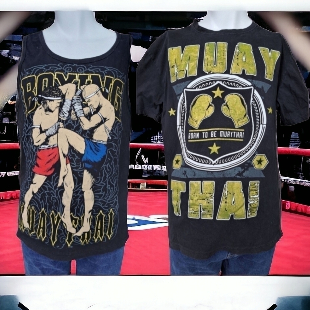 Muay Thai tank top and T-Shirt Boxing kickboxer men's size XL Born to be